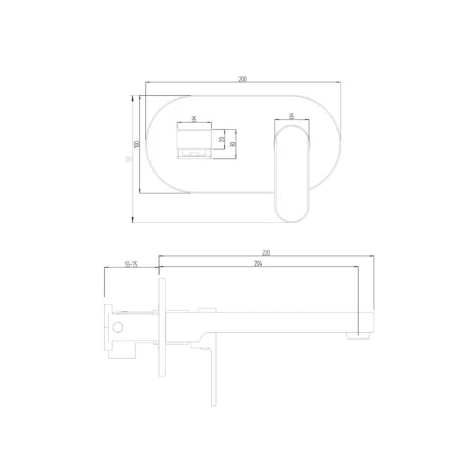 BIM objects Free download! Mizu Soothe Wall Bath Mixer Tap Set 200mm Matte Black BIMobject