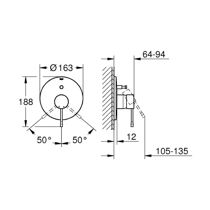 GROHE Essence New Shower / Bath Mixer Tap with Diverter Brushed Nickel (V2)