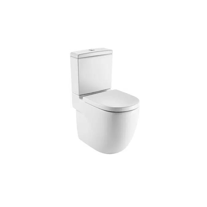 Roca Meridian Rimless Close Coupled Back to Wall Back Inlet Toilet Suite Soft Close Quick Release Seat (4 Star)