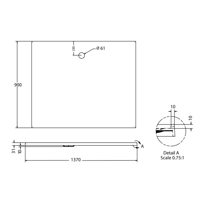 Posh Bristol Torbex Mk2 Moulded Shower Base 1370mm x 900mm