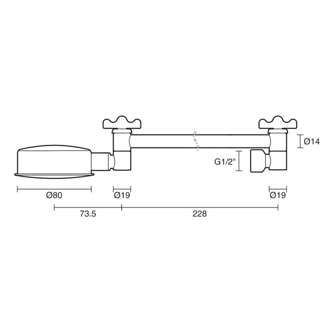 Standard All Directional Shower Arm & Rose Ivory/Chrome (3 Star)