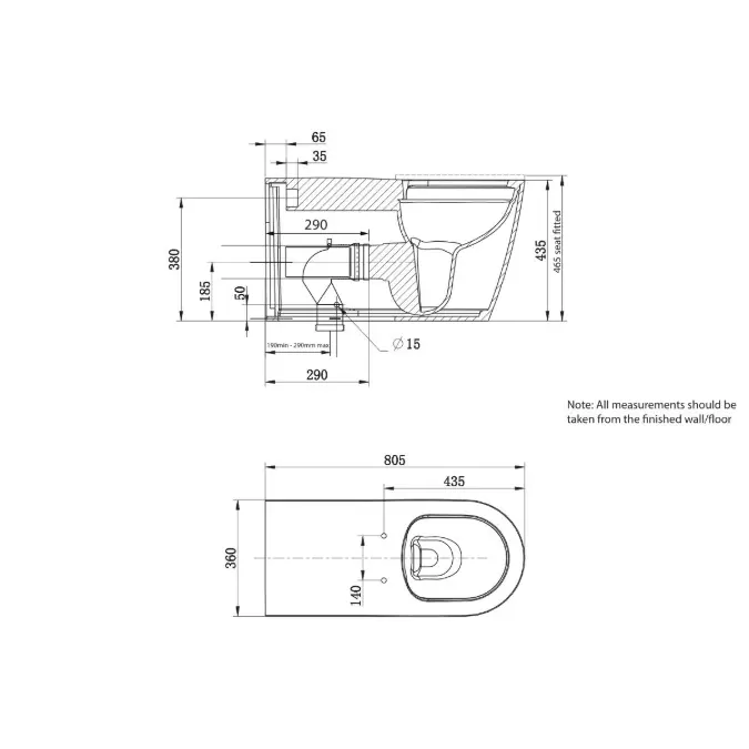 Wolfen 800 Back To Wall Rimless Pan with Single Flap Seat White (4 Star)