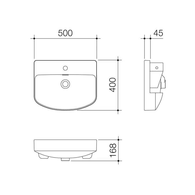 Caroma Forma Semi Recess Basin 1 Taphole with Overflow