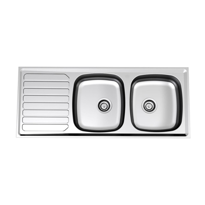 afbeelding voor Base MK2 Double Bowl Reversible Sink 1200mm No Taphole Stainless Steel
