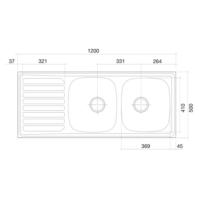 Base MK2 Double Bowl Reversible Sink 1200mm No Taphole Stainless Steel