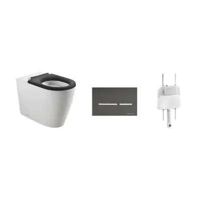 billede til Wolfen Ambulant Back To Wall Inwall Rimless Toilet Suite Single Flap Seat Grey (4 Star)