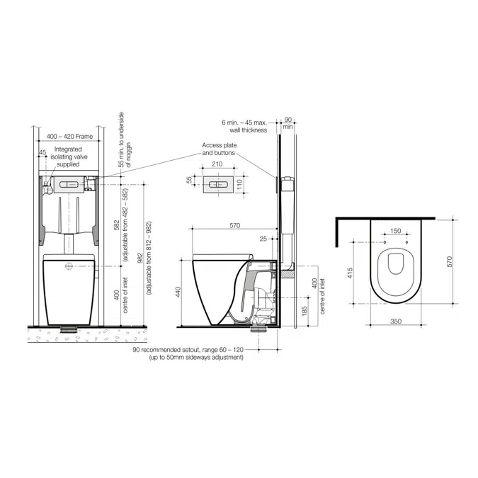 BIM objects - Free download! Caroma Forma Invisi Over Height Back To ...