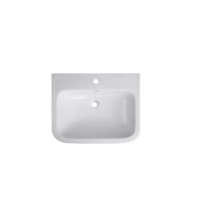 Wolfen Wall Basin 600 x 480 x 205mm with Overflow & fixings 1 Taphole White