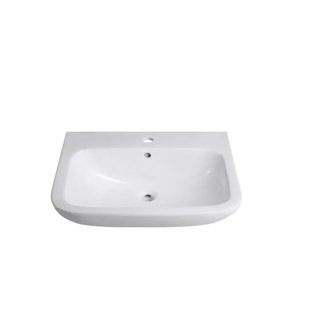 Wolfen Wall Basin 600 x 480 x 205mm with Overflow & fixings 1 Taphole White