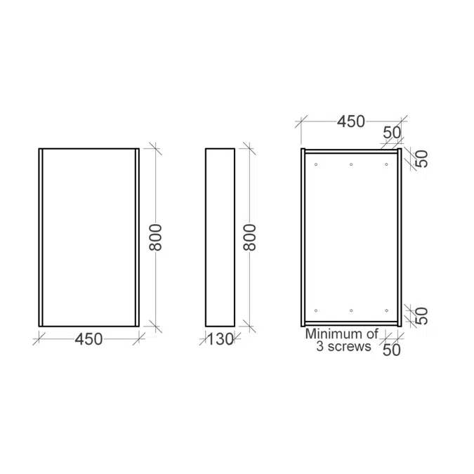 Kado Arc Shaving Cabinet 450mm x 800mm x 130mm 1 Door Red Tulip