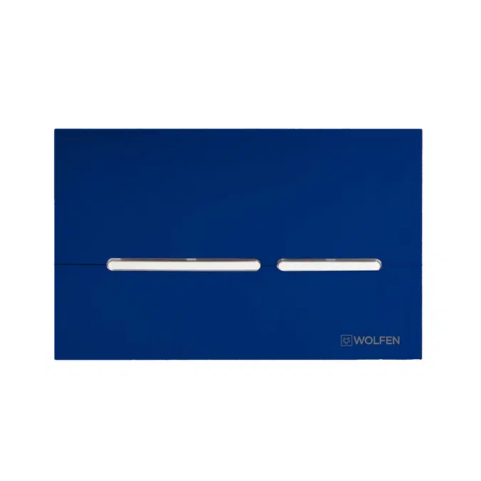 Wolfen 800 Back to Wall Rimless Inwall Toilet Suite with Double Flap Seat Blue, Raised Height Button & Plate Blue, Hideaway+ Inwall Cistern (4 Star)