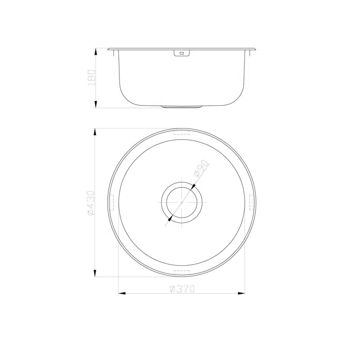 Posh Solus Round Inset / Undermount Sink No Taphole 430mm Stainless Steel