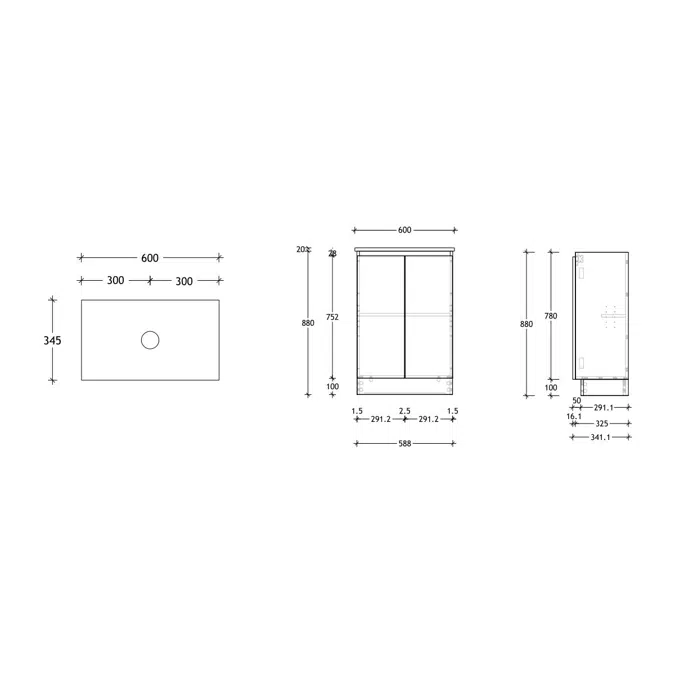 Posh Domaine 600mm Ensuite Floor Mount Vanity Unit Cherry Pie Top (no basin)
