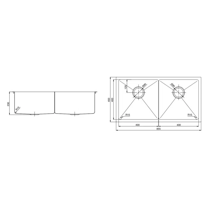 Memo Zenna Double Bowl Sink Stainless Steel