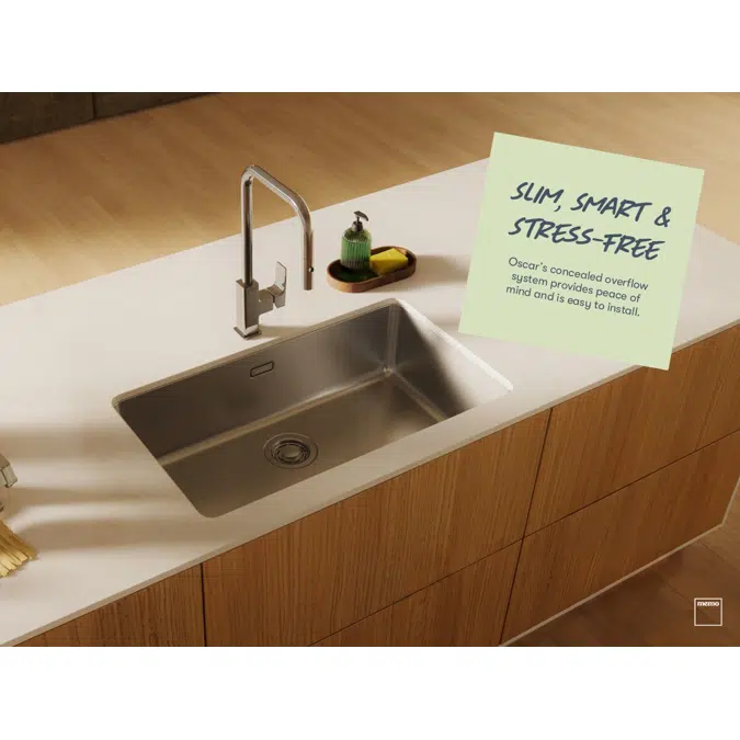 Memo Oscar Inset/Undermount 1 & 1/2 Bowl Sink Overflow No Taphole