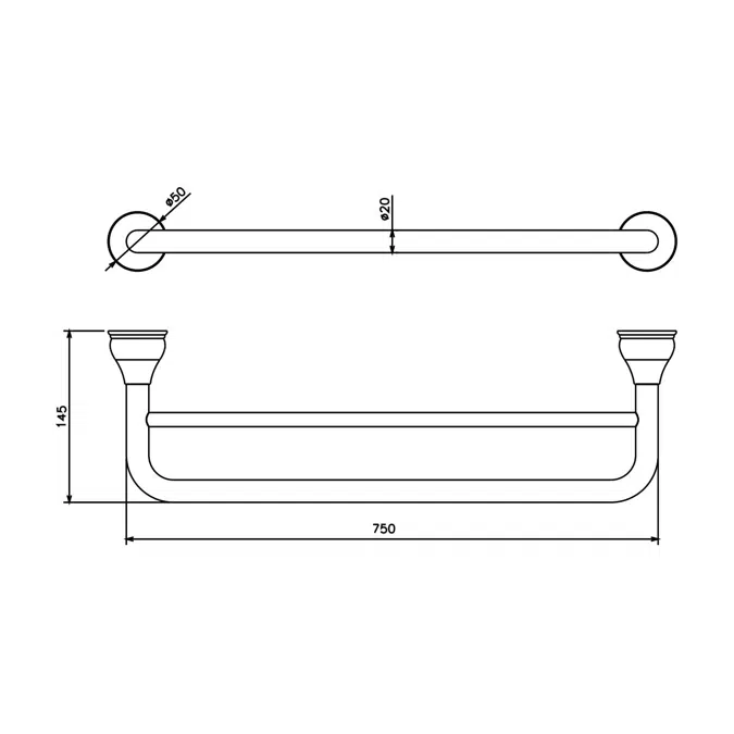 Milli Monument Edit Double Towel Rail 750mm Brushed Gold
