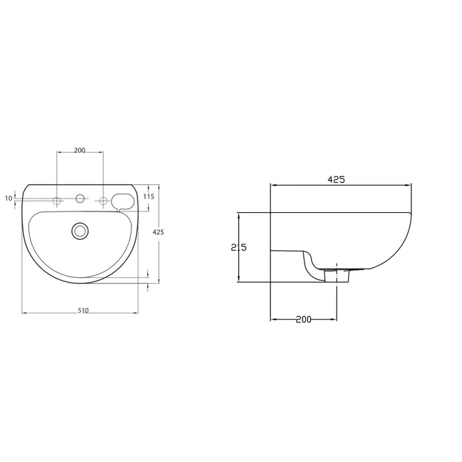 American Standard Studio Basin and Pedestal Three Taphole 500mm White