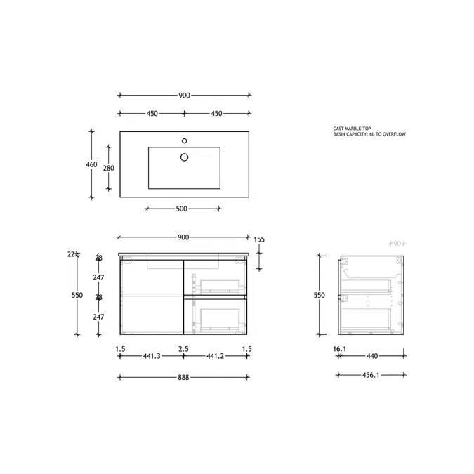 BIM objects - Free download! Posh Domaine Conventional 900mm Wall Hung ...