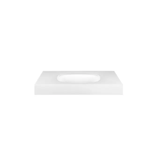 Kado Lussi 700mm Centre Bowl Wall Basin Rear Shelf with Overflow 1 Taphole Matte White Solid Surface