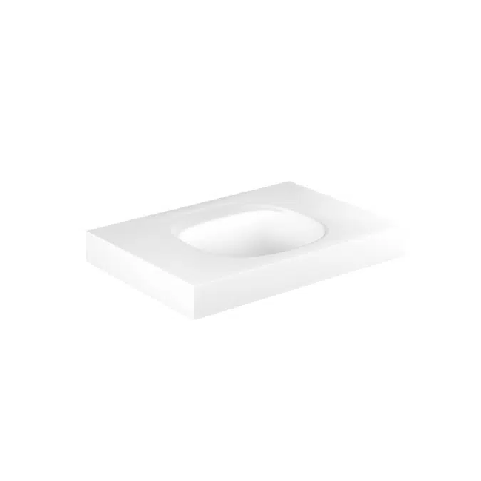 Kado Lussi 700mm Centre Bowl Wall Basin Rear Shelf with Overflow 1 Taphole Matte White Solid Surface