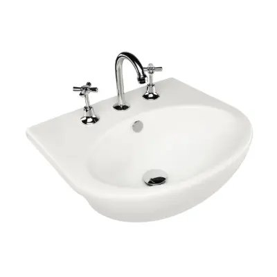 billede til Base Semi Recessed Basin 3 Tapholes 500mm White