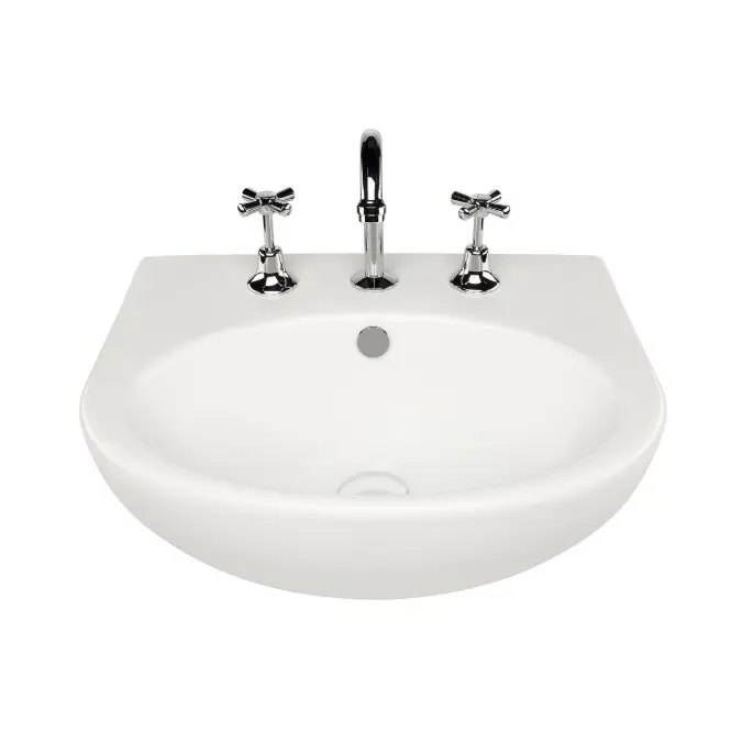 Base Semi Recessed Basin 3 Tapholes 500mm White