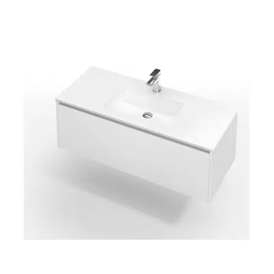 画像 St Michel Kayla Wall Hung Vanity Unit 1200 Integrated Centre Basin 1 Drawer White
