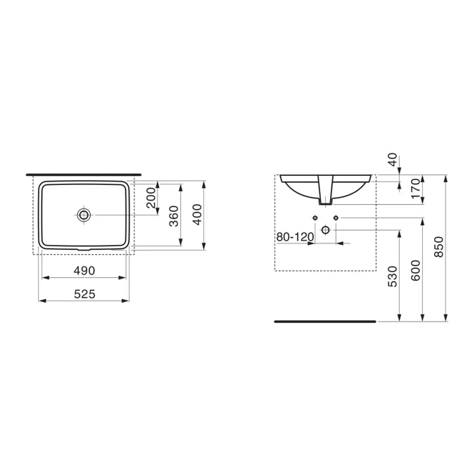 LAUFEN Pro S Undercounter Basin with Overflow 525x400 White
