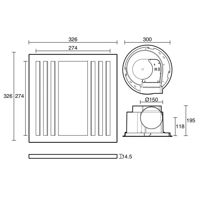 Kado Lux 250 LED Exhaust Fan White