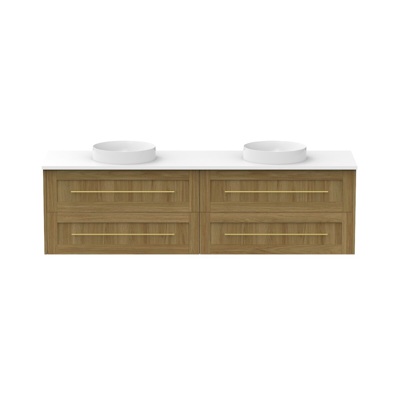 afbeelding voor Kado Lux 1800mm All Drawer Wall Hung Vanity Unit 4 Drawers Double Bowl Vanity (No Basin)