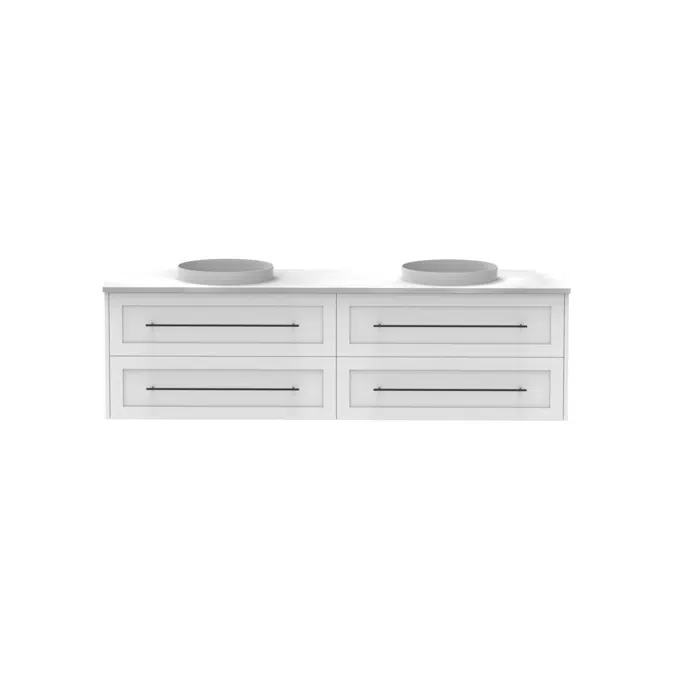 Kado Lux 1800mm All Drawer Wall Hung Vanity Unit 4 Drawers Double Bowl Vanity (No Basin)