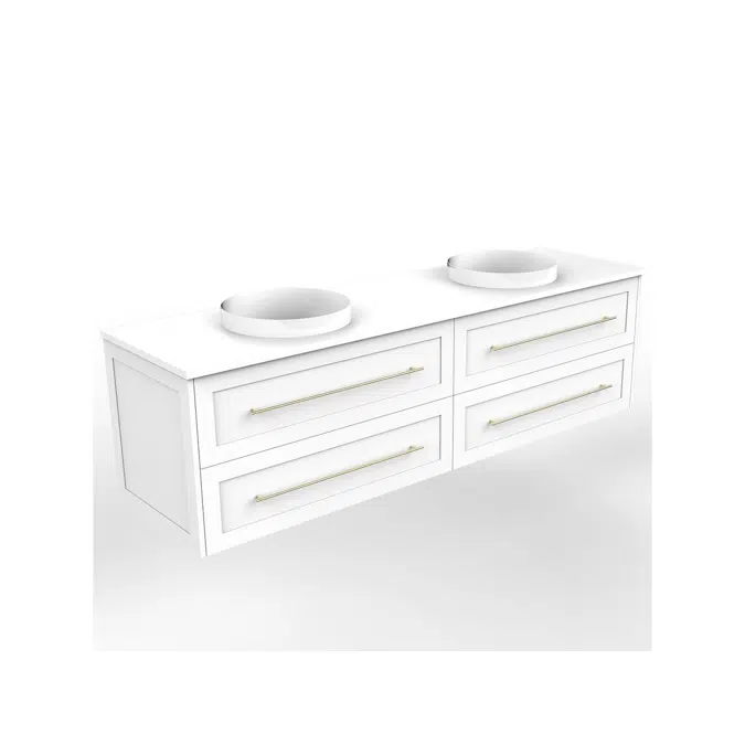Kado Lux 1800mm All Drawer Wall Hung Vanity Unit 4 Drawers Double Bowl Vanity (No Basin)