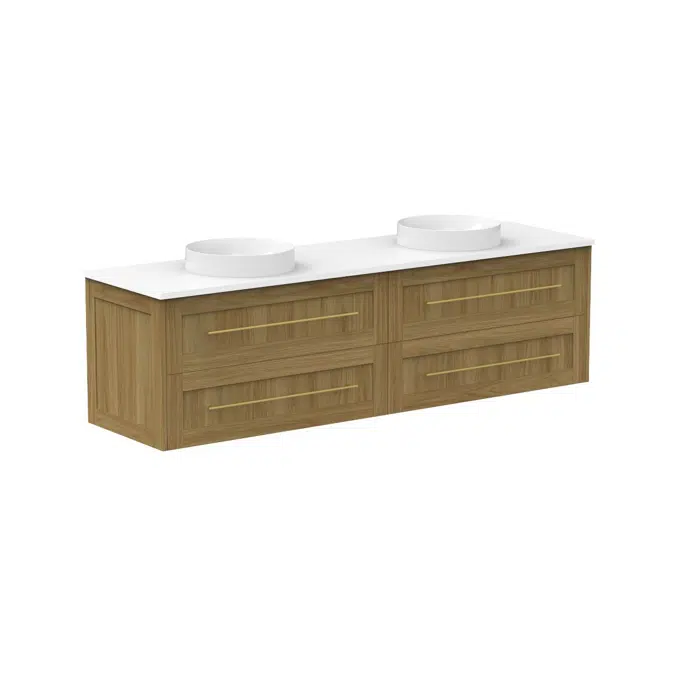 Kado Lux 1800mm All Drawer Wall Hung Vanity Unit 4 Drawers Double Bowl Vanity (No Basin)