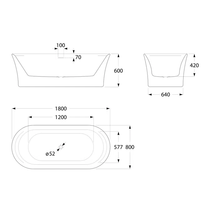 Roca Inspira Freestanding Bath with Overflow 1800mm x 800mm White
