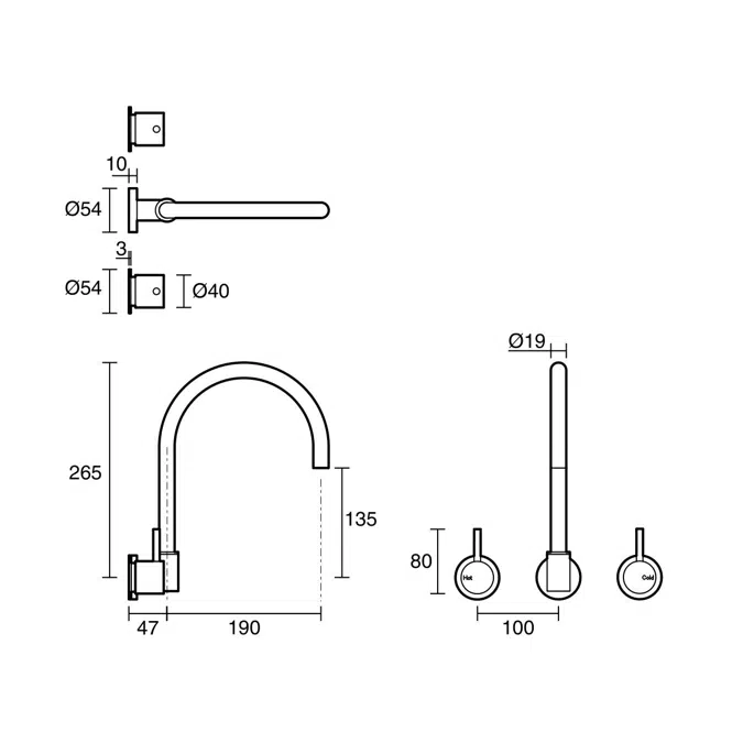 BIM objects - Free download! Sussex Scala Wall Sink Set Curved LUX PVD ...