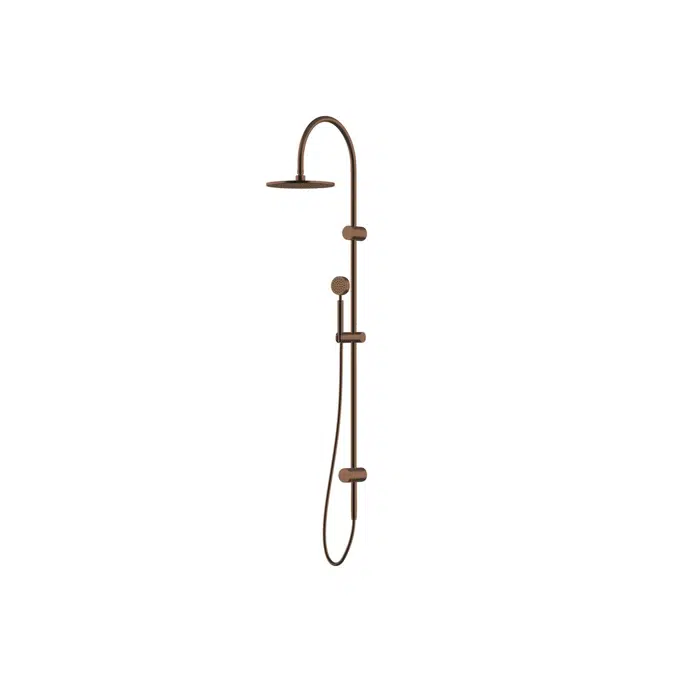 Milli Mood Edit Twin Rail Shower 250mm Curved with Top or Bottom Rail Water Inlet PVD Brushed Bronze (3 Star)