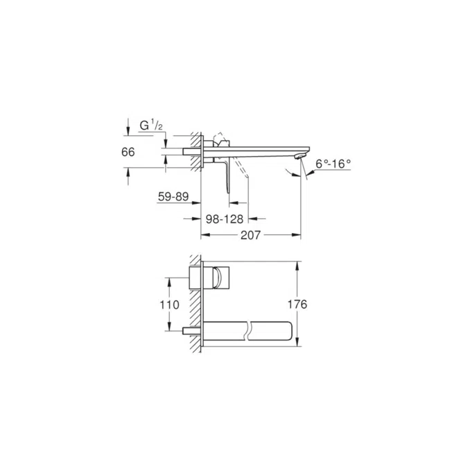 BIM objects - Free download! GROHE Lineare New Wall Bath Mix Set 207mm ...