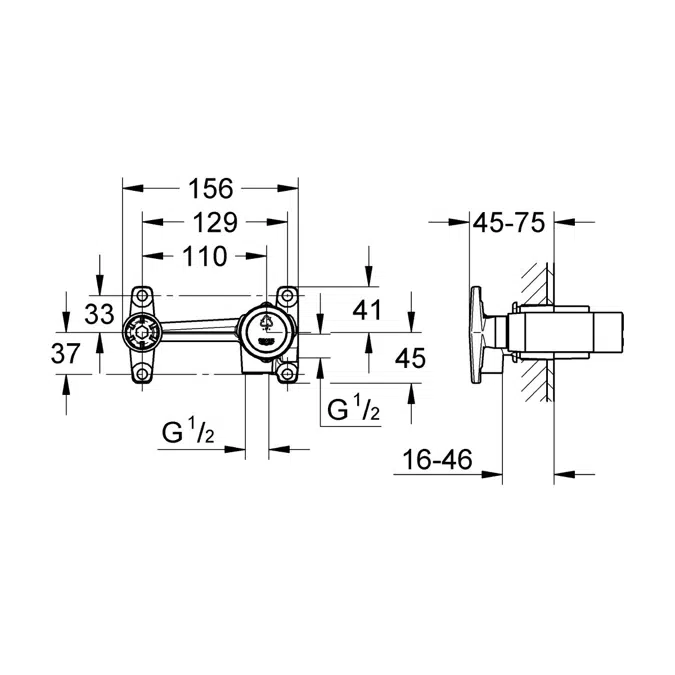 BIM objects - Free download! GROHE Lineare New Wall Bath Mix Set 207mm ...