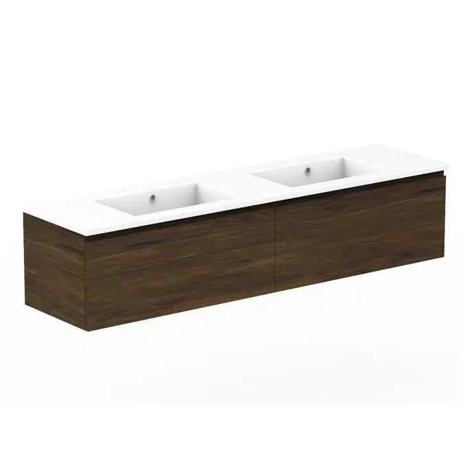 Posh Domaine All-Drawer 1800mm Double Bowl Wall Hung Vanity Cast Marble Top