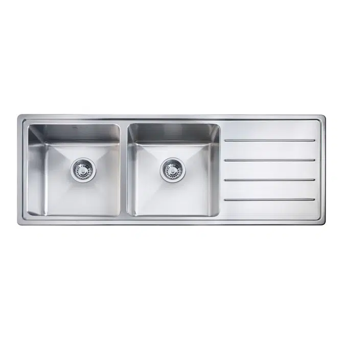 Memo Hugo Double Bowl Sink No Taphole Left Hand Bowl with Drainer Stainless Steel V2