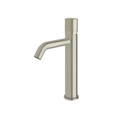 изображение для Milli Pure Medium Height Basin Mixer Tap Curved Spout with Diamond Textured Handle Brushed Nickel (5 Star)