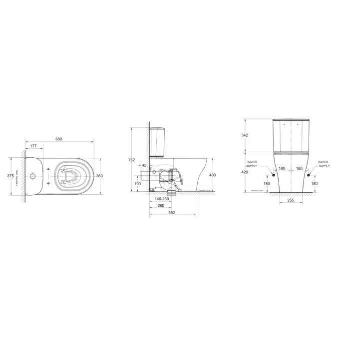 BIM objects Free download! American Standard Round Hygiene Rim Close Coupled Back to