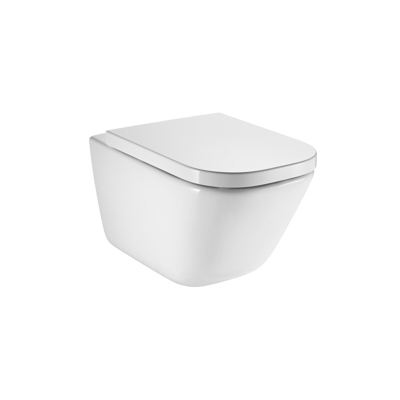 Image for Roca The Gap Rimless Wall Hung Pan Soft Close Quick Release Toilet Set White (4 Star)