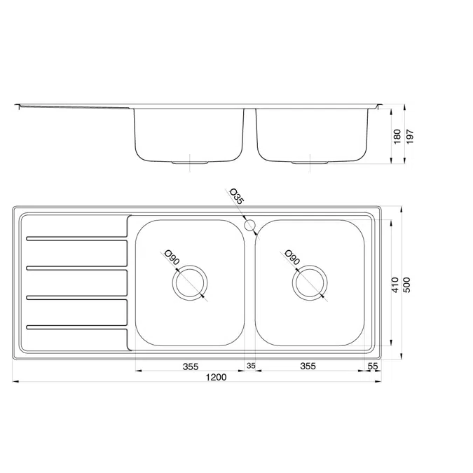 Posh Solus MK3 Double Bowl Inset Sink, 1 Taphole, Right Hand Bowl Stainless Steel
