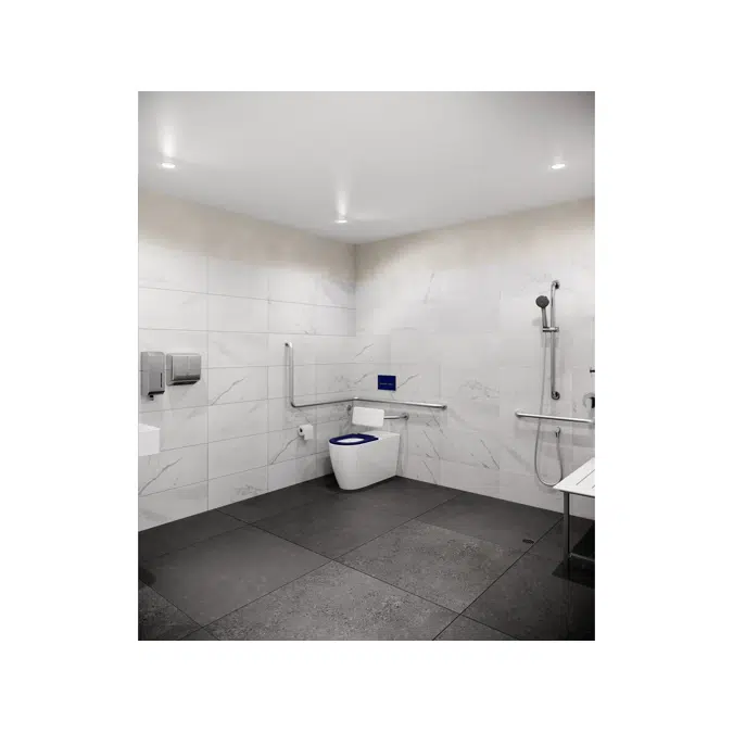 Wolfen Folding Shower Seat 960mm Stainless Steel & White