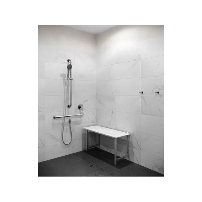 Wolfen Folding Shower Seat 960mm Stainless Steel & White