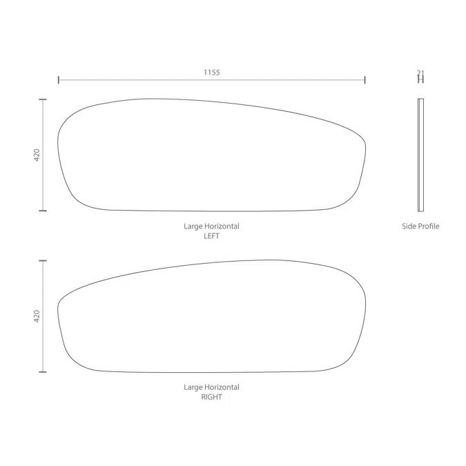 ISSY Glide 420mm x 1155mm Large Horizontal Mirror Right