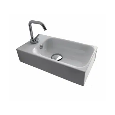 obraz dla AXA Cento Mini Wall Basin Left Hand with Fixing 1 Taphole 450 x 250mm White