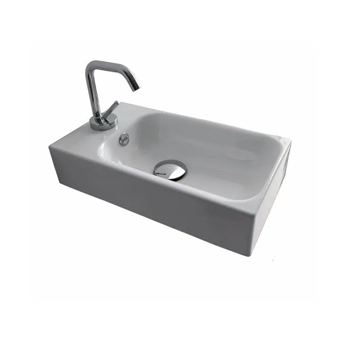 AXA Cento Mini Wall Basin Left Hand with Fixing 1 Taphole 450 x 250mm White