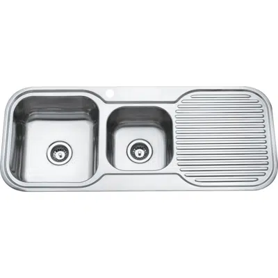 画像 Base MK3 1 & 3/4 Bowl Sink 1 Taphole Left Hand Bowl 1200mm Stainless Steel